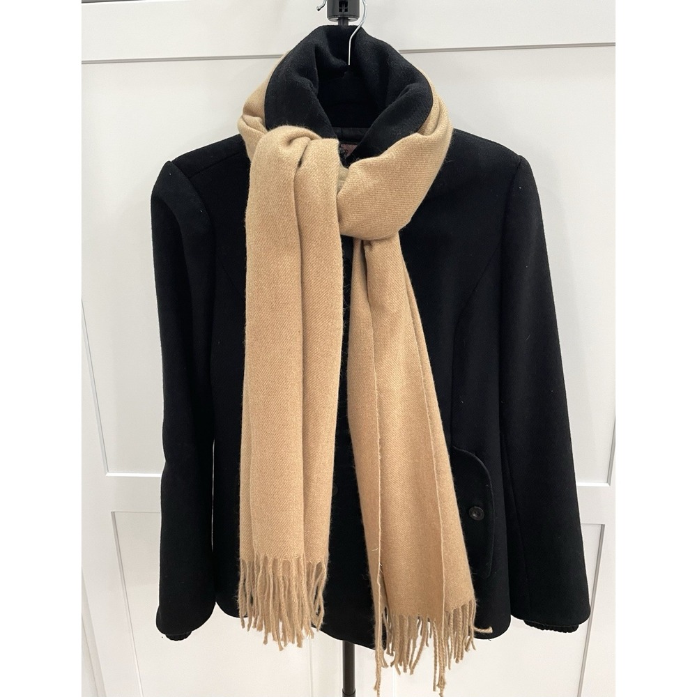 Ultra Soft Camel Woven Fringe Blanket Scarf - Solid 8.3 oz Winter Shawl Wrap